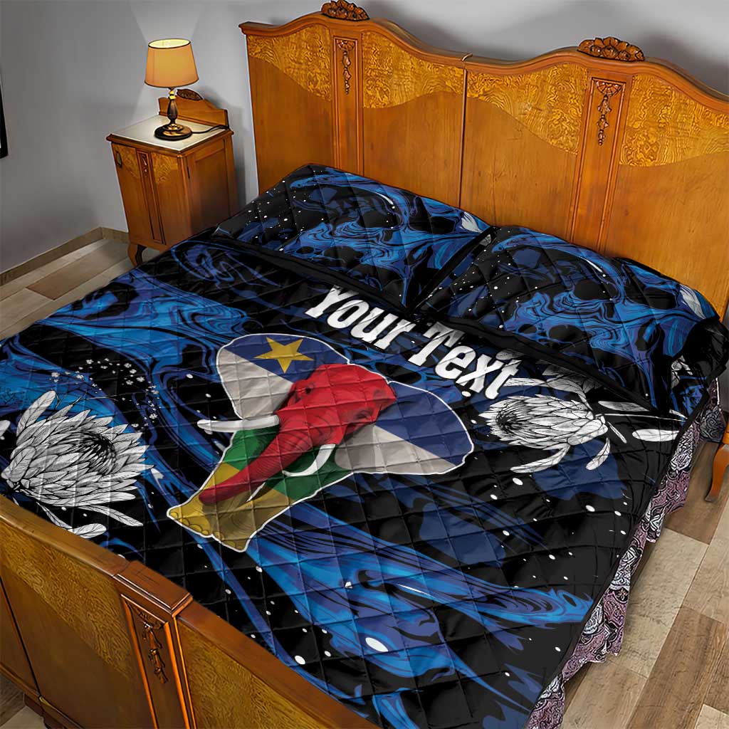 Personalized Central African Republic Quilt Bed Set Elephant With King Protea LT18