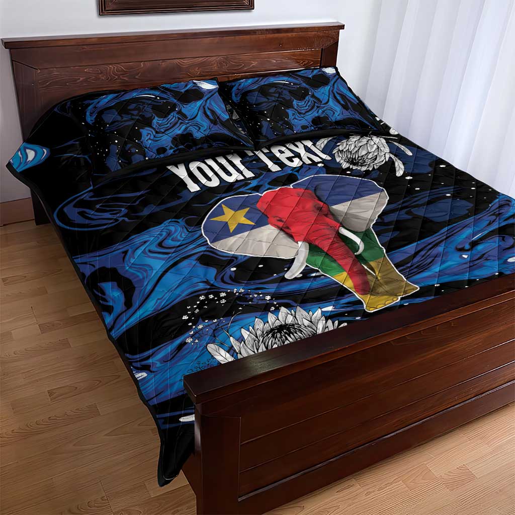 Personalized Central African Republic Quilt Bed Set Elephant With King Protea LT18