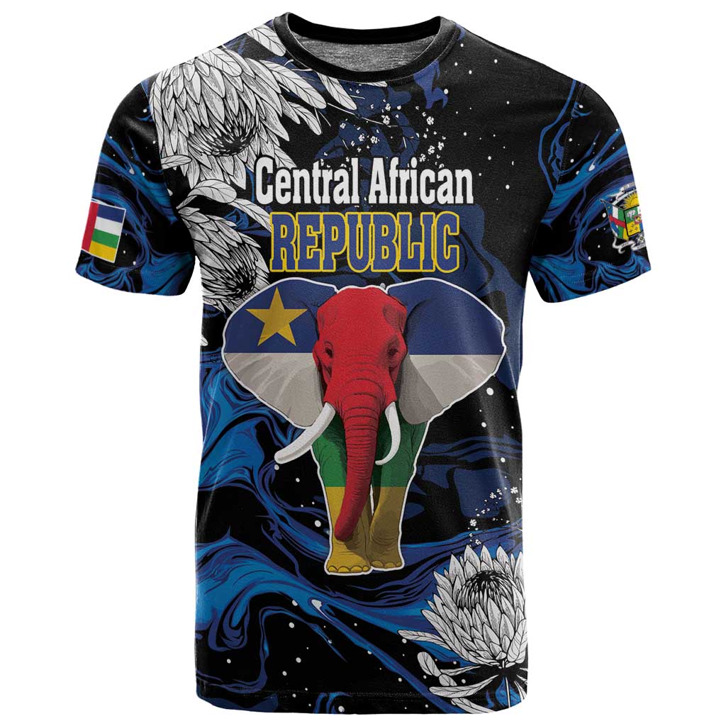 Personalized Central African Republic T shirt Elephant With King Protea LT18
