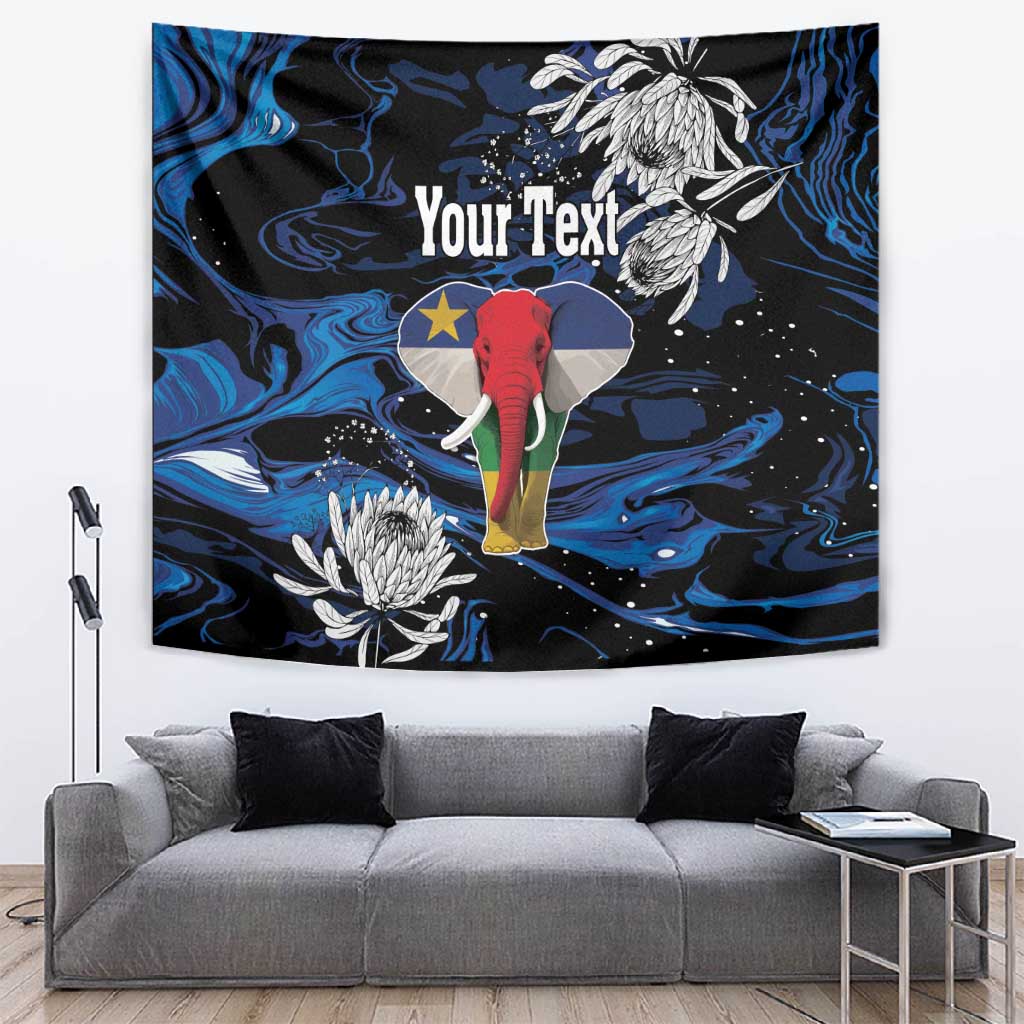 Personalized Central African Republic Tapestry Elephant With King Protea LT18