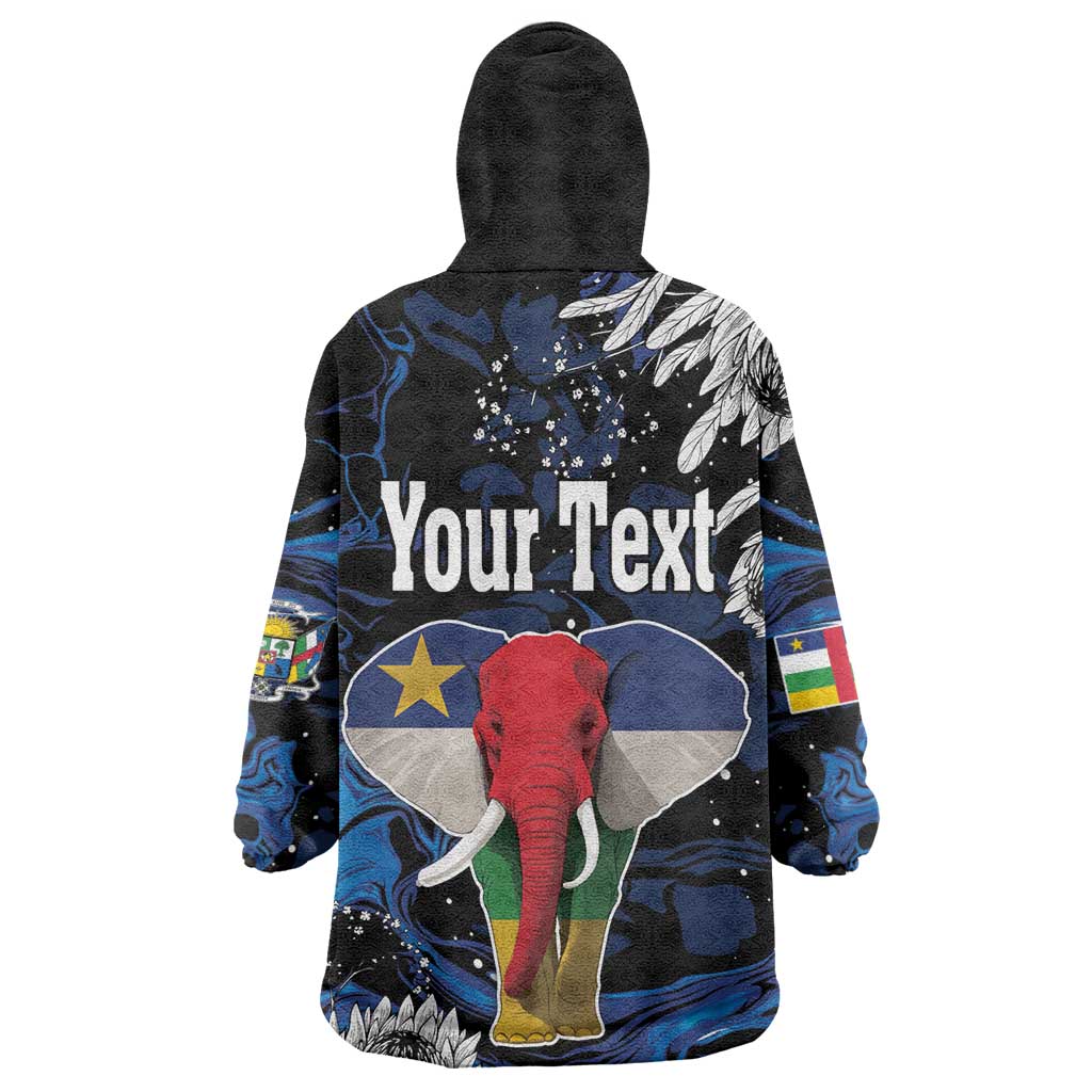 Personalized Central African Republic Wearable Blanket Hoodie Elephant With King Protea LT18