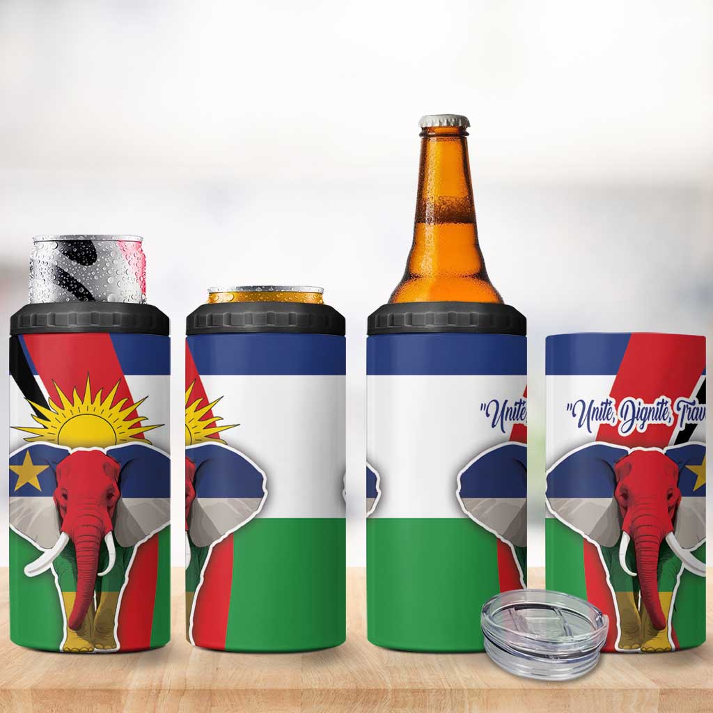 Central African Republic Republic Day 1958 4 in 1 Can Cooler Tumbler Zo Kwe Zo - Flag Style LT18