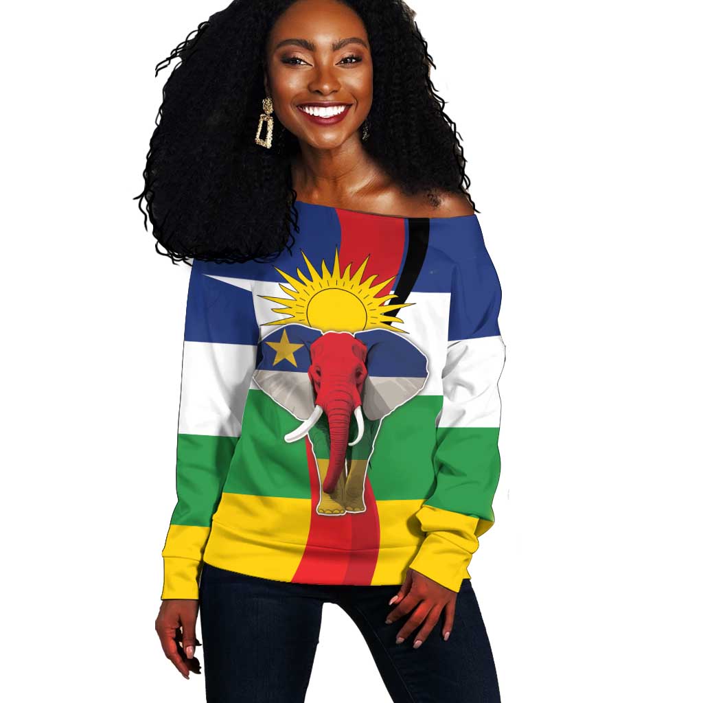 Central African Republic Republic Day 1958 Off Shoulder Sweater Zo Kwe Zo - Flag Style LT18
