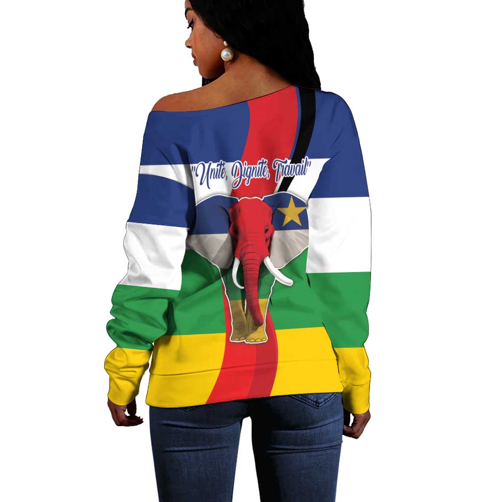 Central African Republic Republic Day 1958 Off Shoulder Sweater Zo Kwe Zo - Flag Style LT18