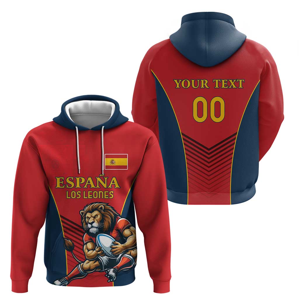 Custom Spain Rugby Hoodie Los Leones Lion Mascot LT18
