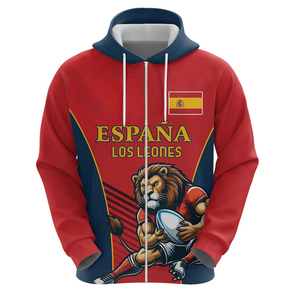 Custom Spain Rugby Hoodie Los Leones Lion Mascot LT18