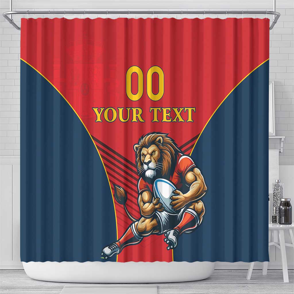 Custom Spain Rugby Shower Curtain Los Leones Lion Mascot LT18