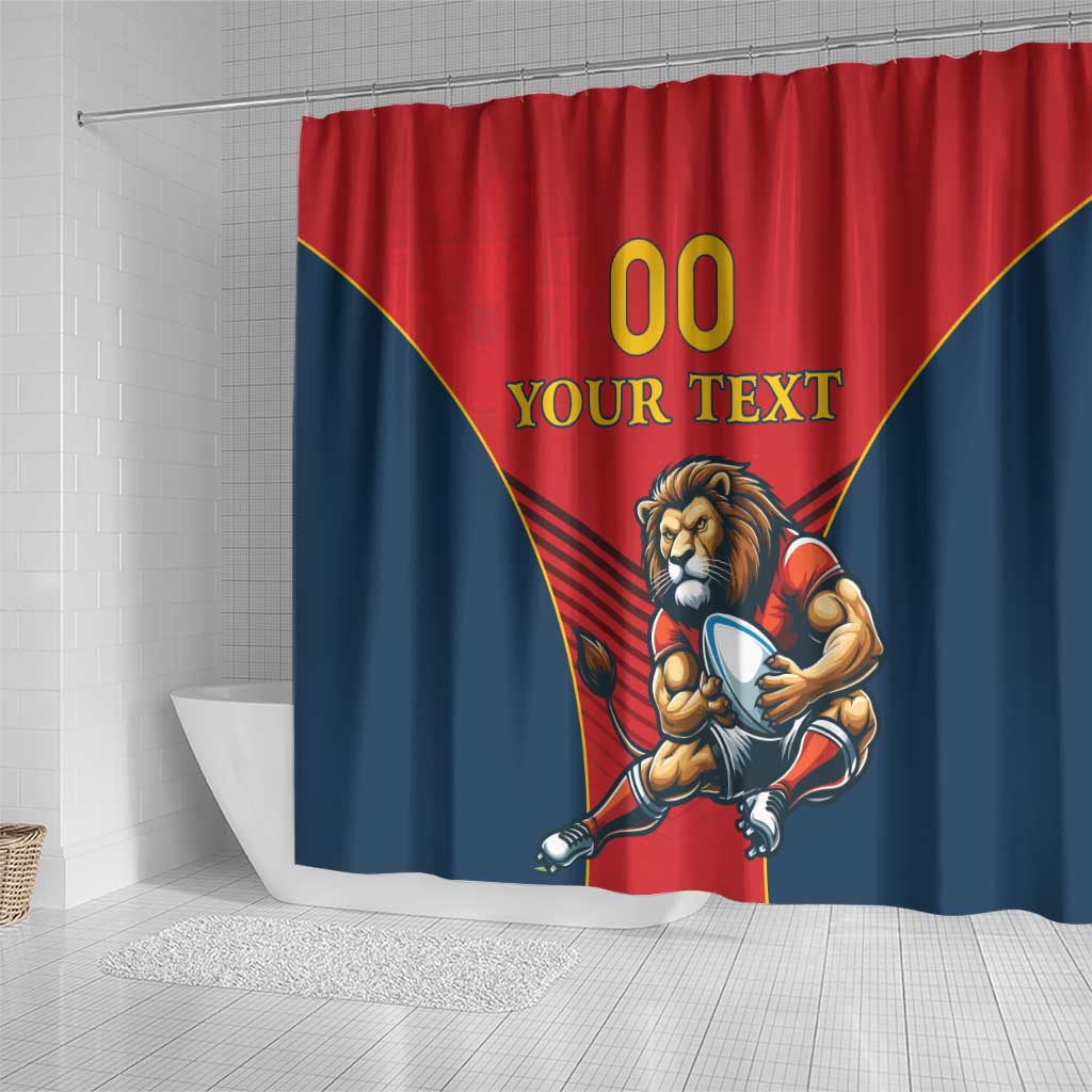 Custom Spain Rugby Shower Curtain Los Leones Lion Mascot LT18