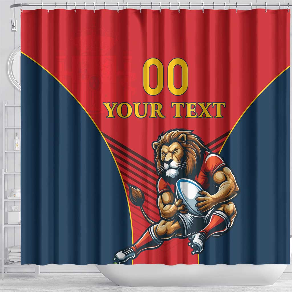 Custom Spain Rugby Shower Curtain Los Leones Lion Mascot LT18