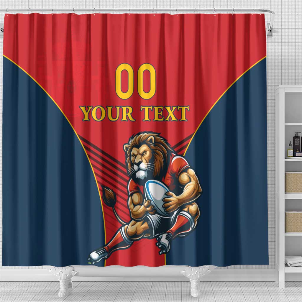 Custom Spain Rugby Shower Curtain Los Leones Lion Mascot LT18