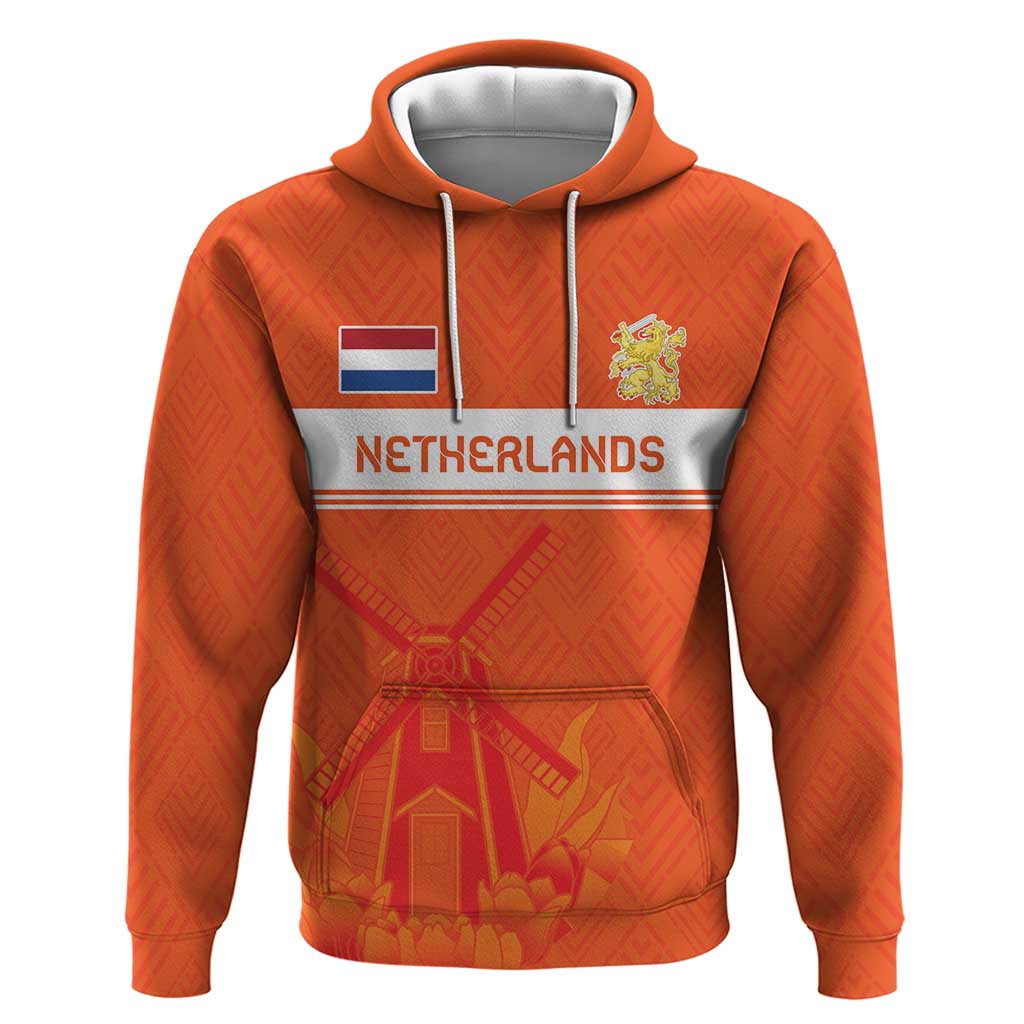 Custom Netherlands Rugby Hoodie Windmill and Tulips With Jersey Pattern LT18