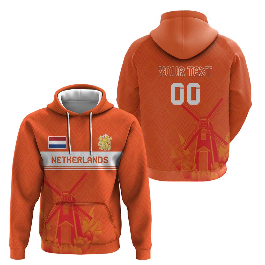 Custom Netherlands Rugby Hoodie Windmill and Tulips With Jersey Pattern LT18