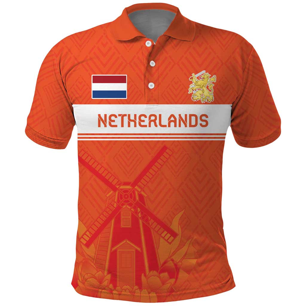 Custom Netherlands Rugby Polo Shirt Windmill and Tulips With Jersey Pattern LT18