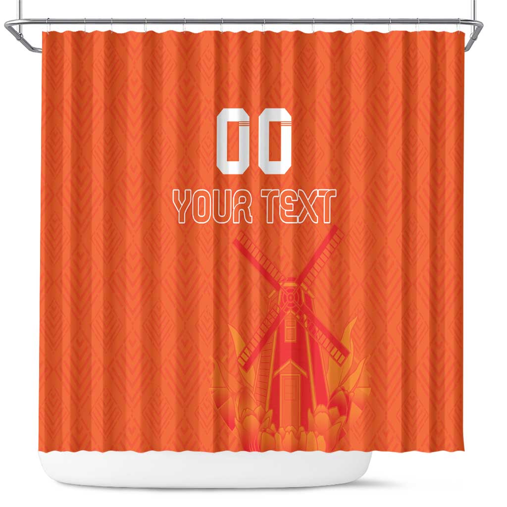 Custom Netherlands Rugby Shower Curtain Windmill and Tulips With Jersey Pattern LT18