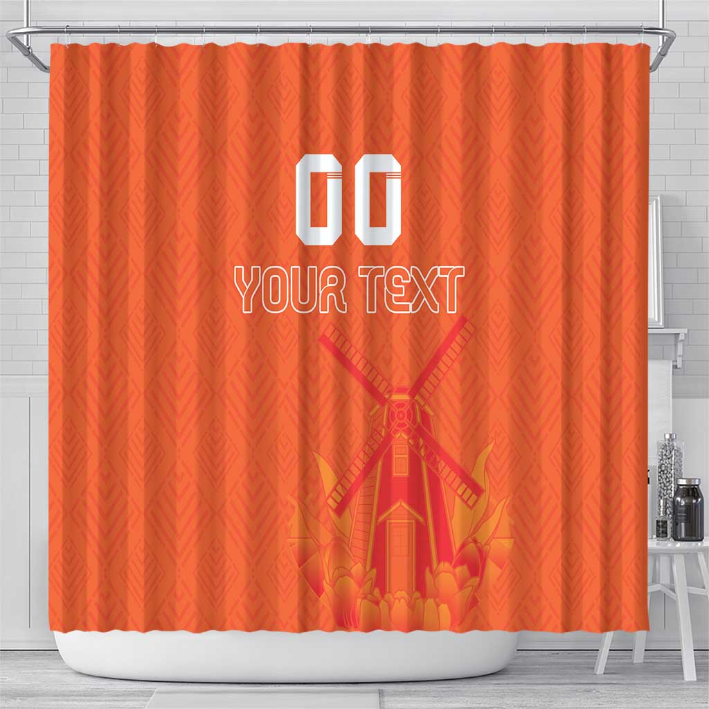 Custom Netherlands Rugby Shower Curtain Windmill and Tulips With Jersey Pattern LT18
