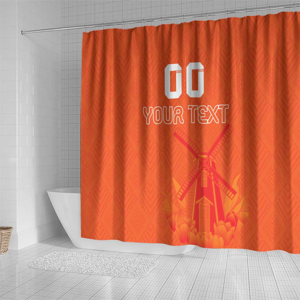 Custom Netherlands Rugby Shower Curtain Windmill and Tulips With Jersey Pattern LT18