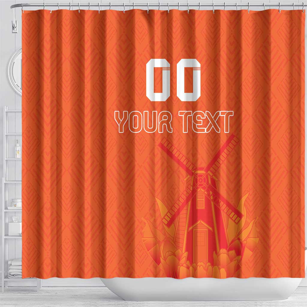 Custom Netherlands Rugby Shower Curtain Windmill and Tulips With Jersey Pattern LT18