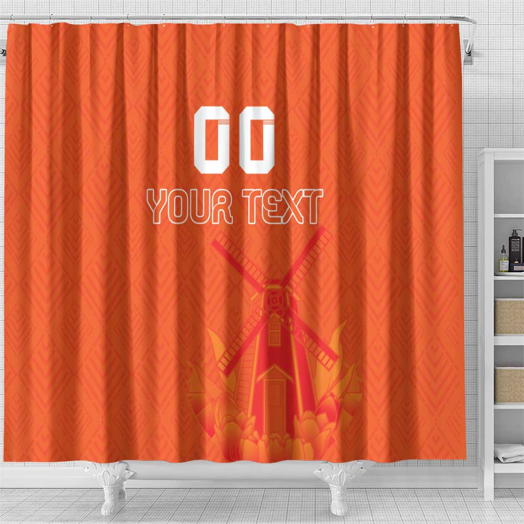 Custom Netherlands Rugby Shower Curtain Windmill and Tulips With Jersey Pattern LT18