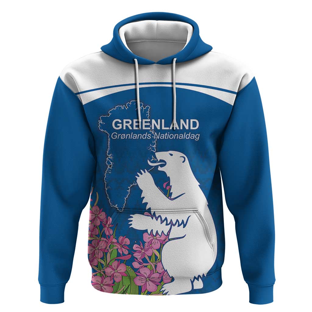 Personalized Greenland National Day Hoodie Polar Bear With Dwarf Fireweed LT18