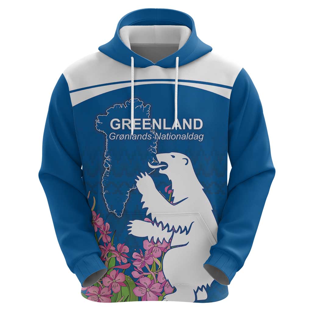Personalized Greenland National Day Hoodie Polar Bear With Dwarf Fireweed LT18