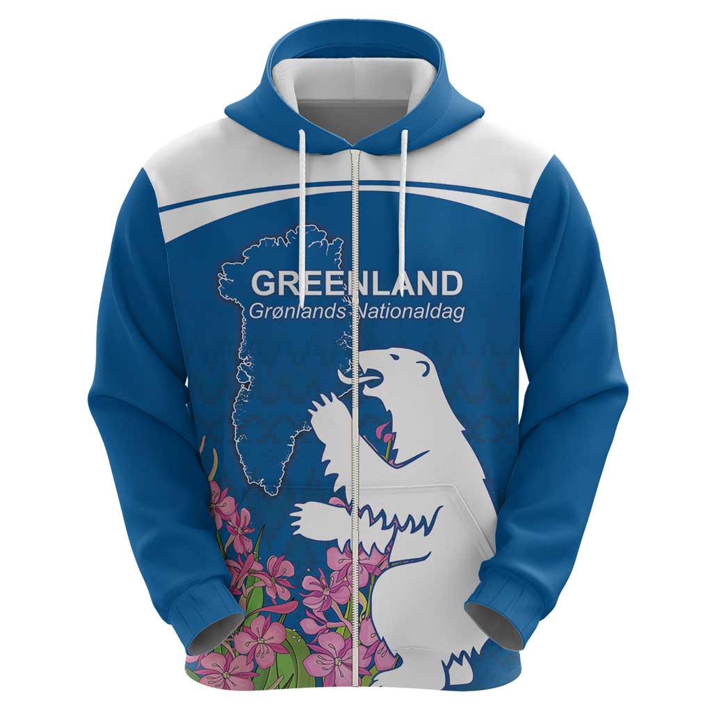 Personalized Greenland National Day Hoodie Polar Bear With Dwarf Fireweed LT18