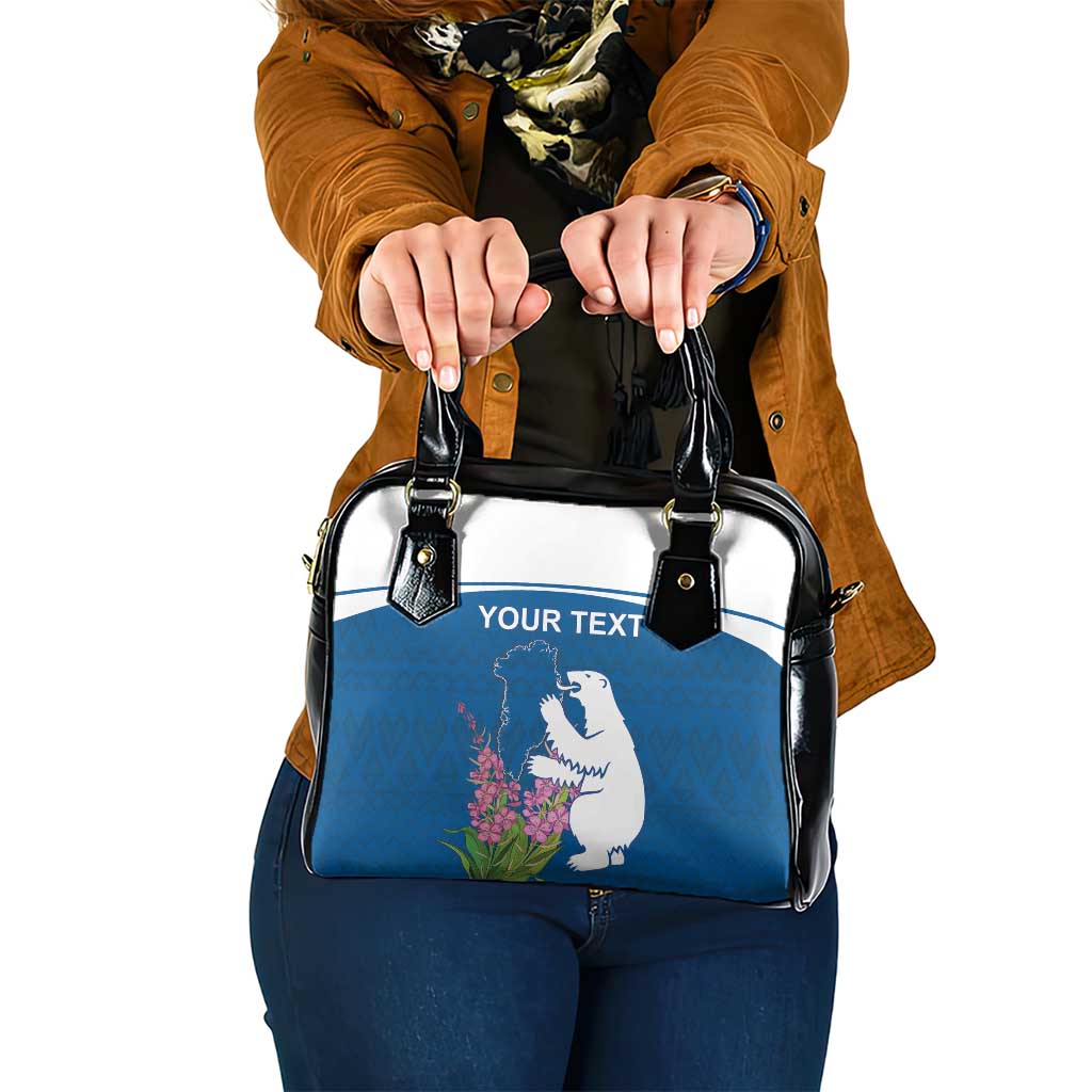 Personalized Greenland National Day Shoulder Handbag Polar Bear With Dwarf Fireweed LT18