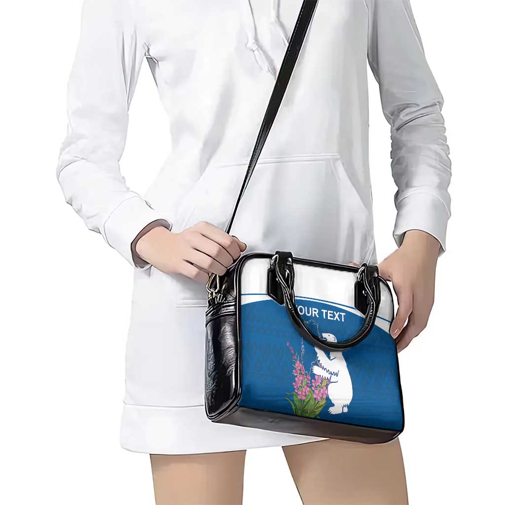 Personalized Greenland National Day Shoulder Handbag Polar Bear With Dwarf Fireweed LT18