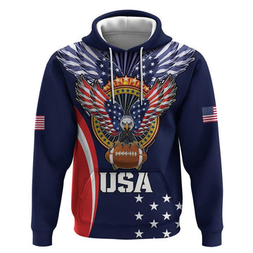 Custom USA Rugby Hoodie American Eagle With USA Flags LT18