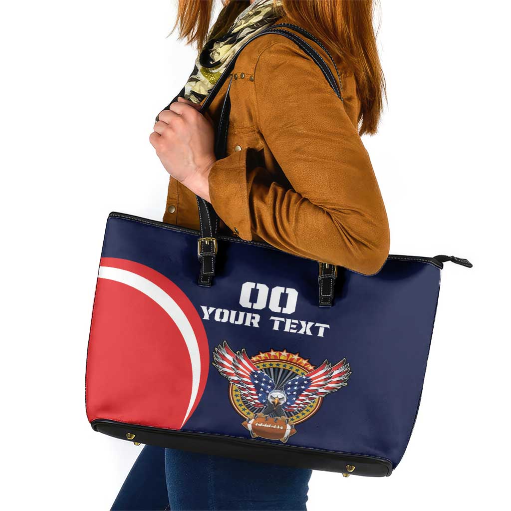 Custom USA Rugby Leather Tote Bag American Eagle With USA Flags LT18