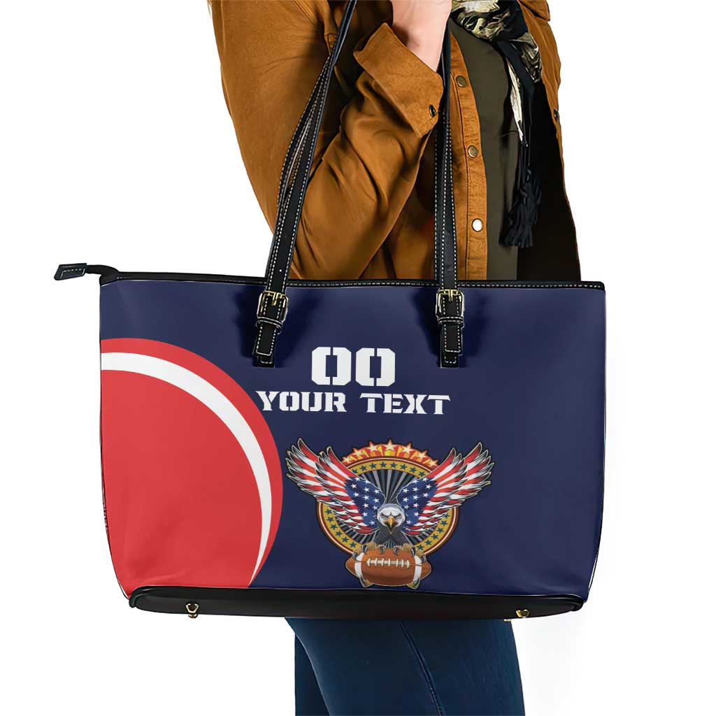 Custom USA Rugby Leather Tote Bag American Eagle With USA Flags LT18