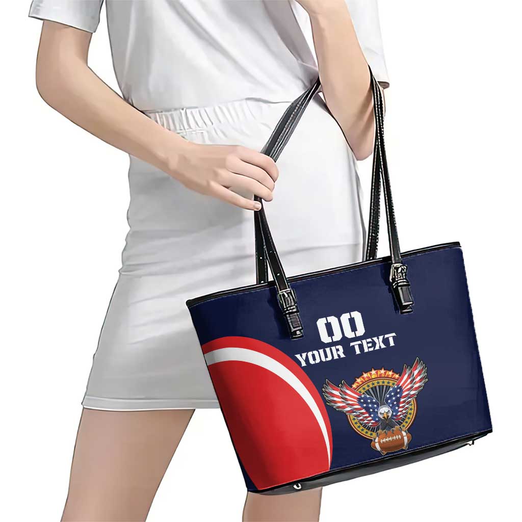 Custom USA Rugby Leather Tote Bag American Eagle With USA Flags LT18