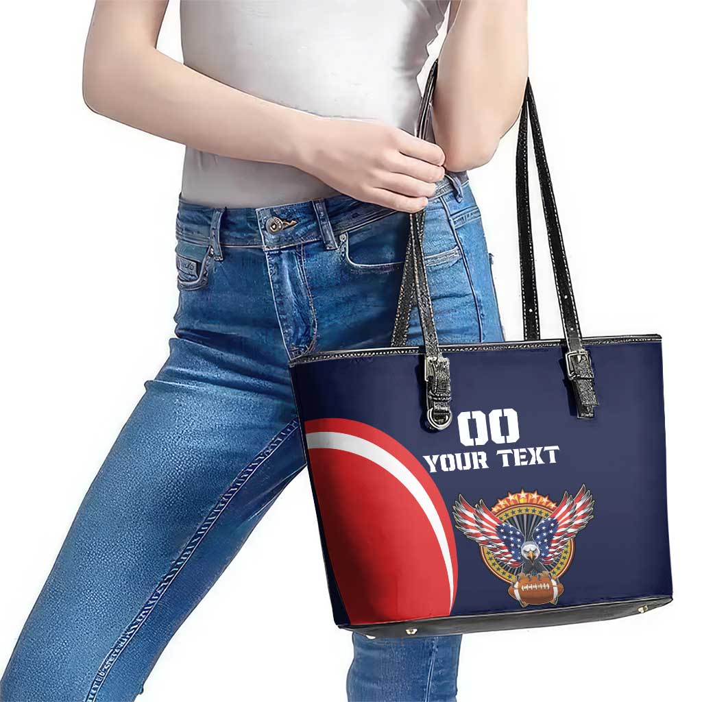 Custom USA Rugby Leather Tote Bag American Eagle With USA Flags LT18
