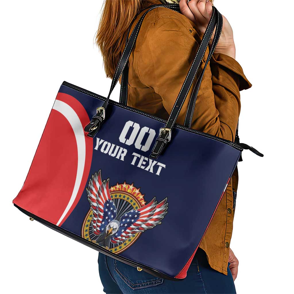 Custom USA Rugby Leather Tote Bag American Eagle With USA Flags LT18