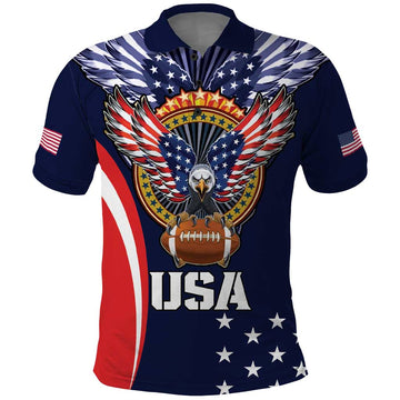 Custom USA Rugby Polo Shirt American Eagle With USA Flags LT18