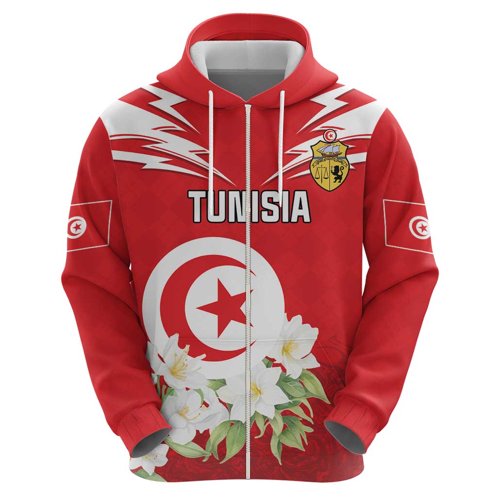 Personalized Tunisia Hoodie Jasmine Flower and Emblem LT18