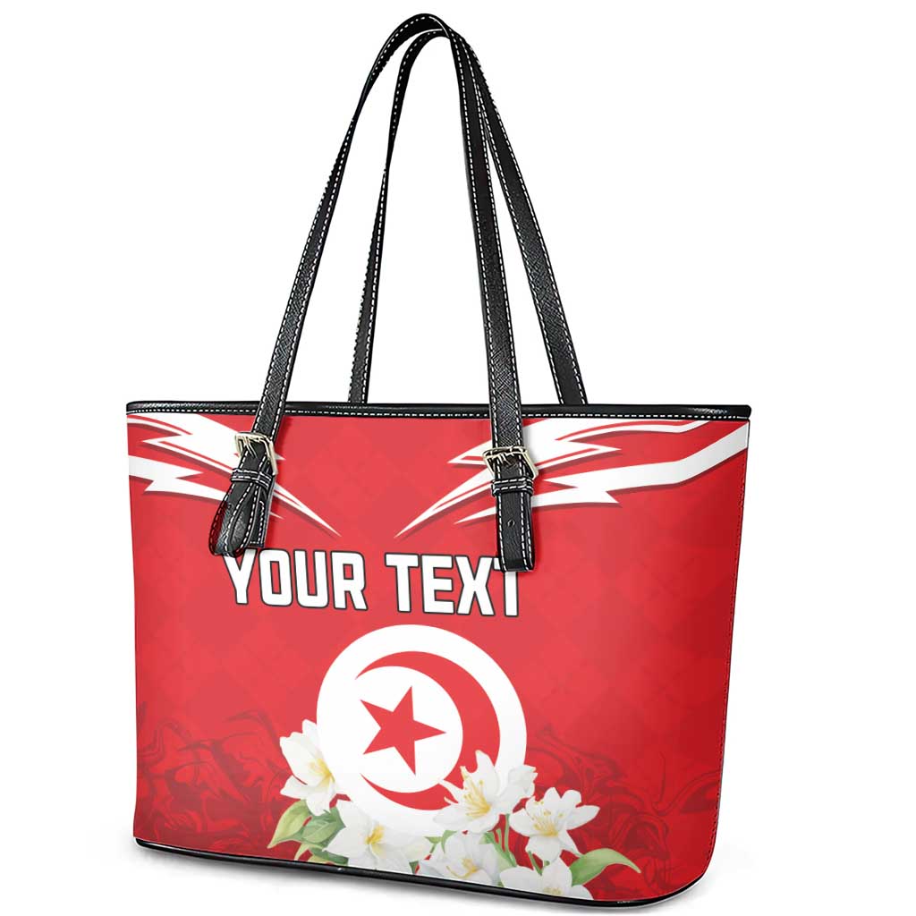 Personalized Tunisia Leather Tote Bag Jasmine Flower and Emblem LT18