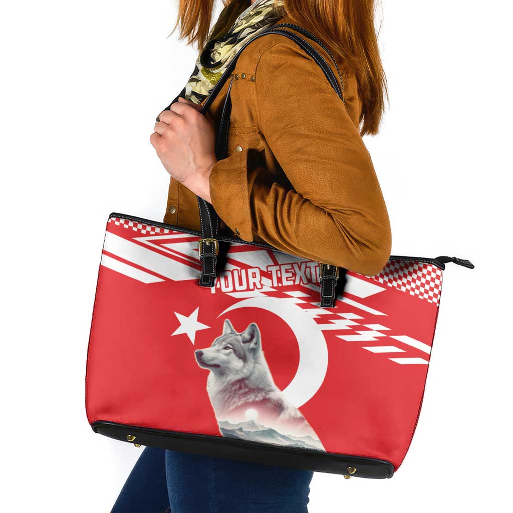 Personalized Gray Wolf Turkey Leather Tote Bag Turkish Mountain LT18