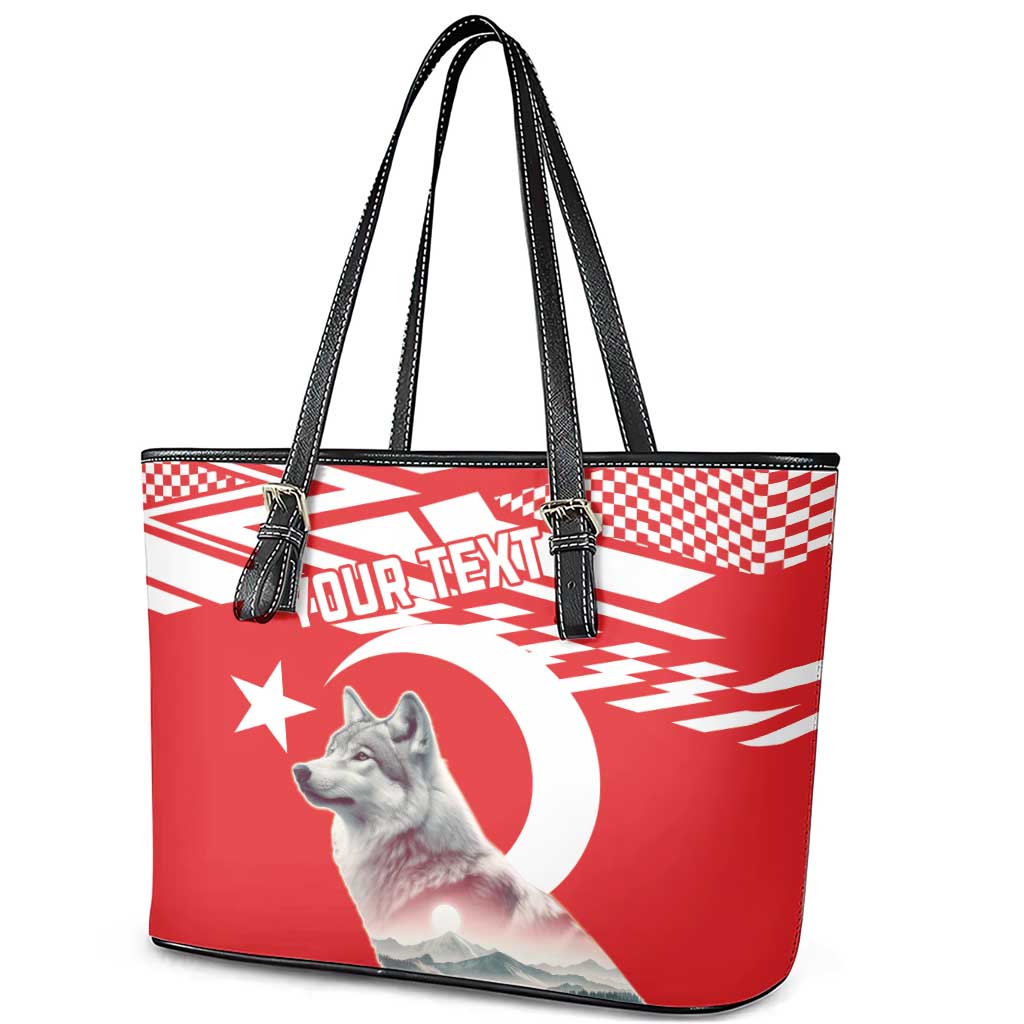 Personalized Gray Wolf Turkey Leather Tote Bag Turkish Mountain LT18