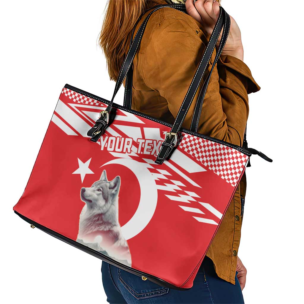 Personalized Gray Wolf Turkey Leather Tote Bag Turkish Mountain LT18