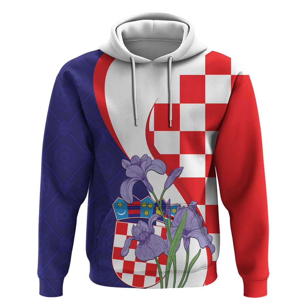 Croatia Hrvatska Checkerboard Hoodie Coat Of Arms With Iris Croatica LT18
