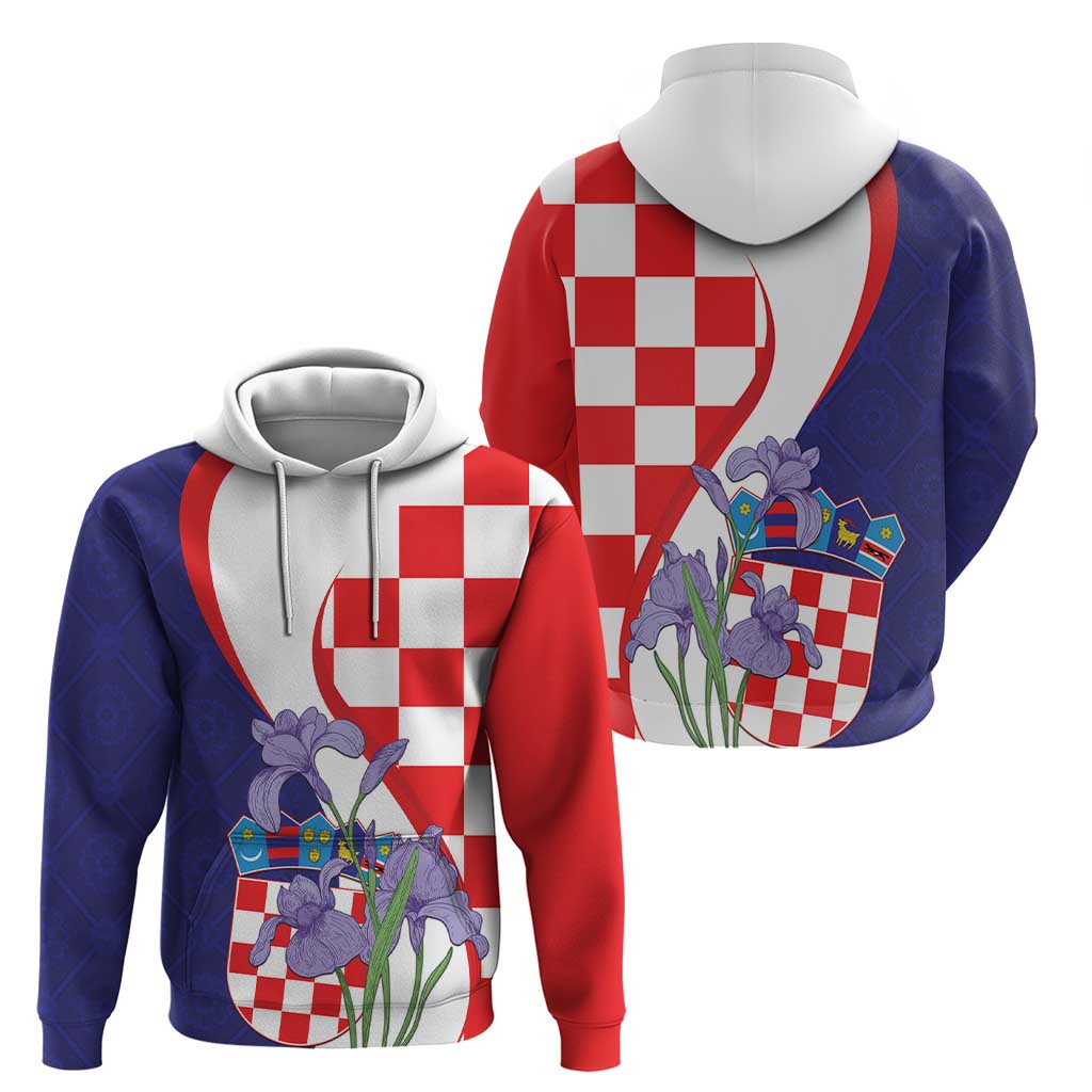 Croatia Hrvatska Checkerboard Hoodie Coat Of Arms With Iris Croatica LT18