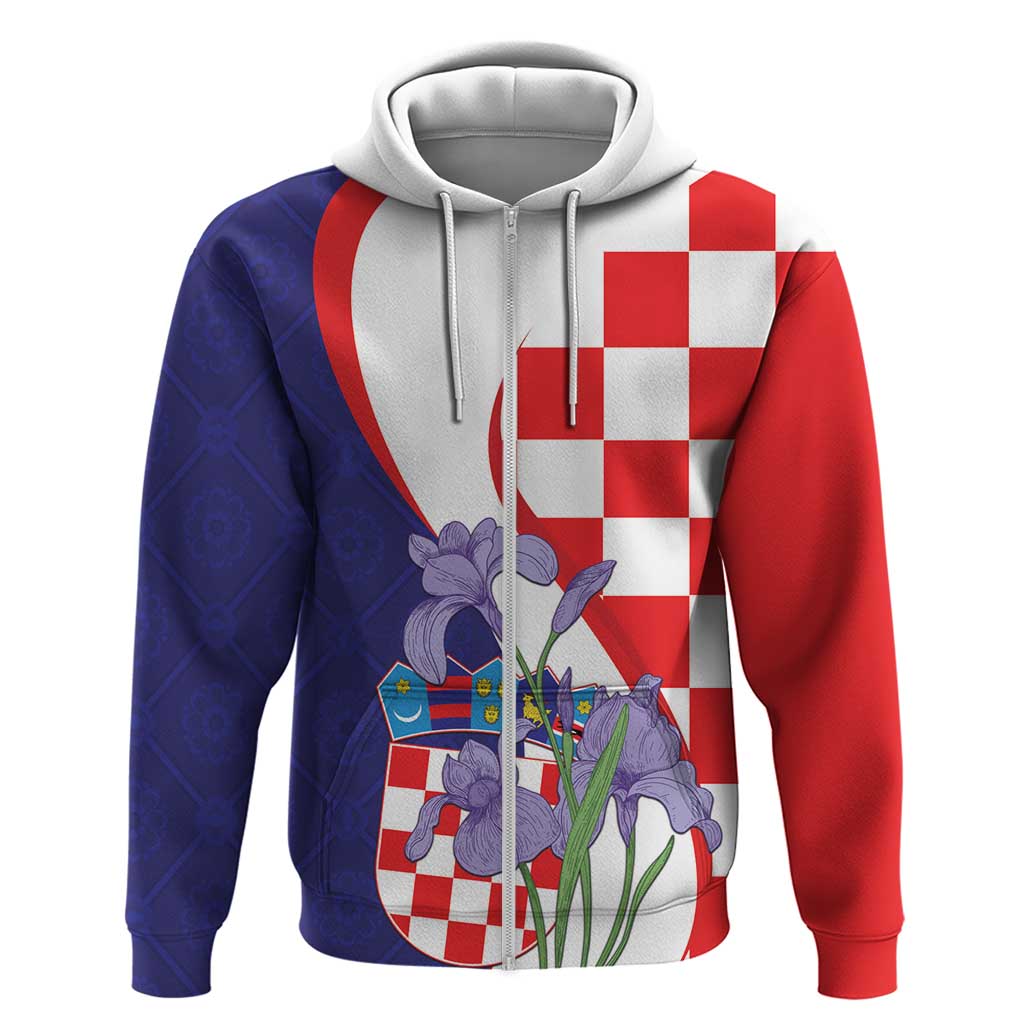 Croatia Hrvatska Checkerboard Hoodie Coat Of Arms With Iris Croatica LT18