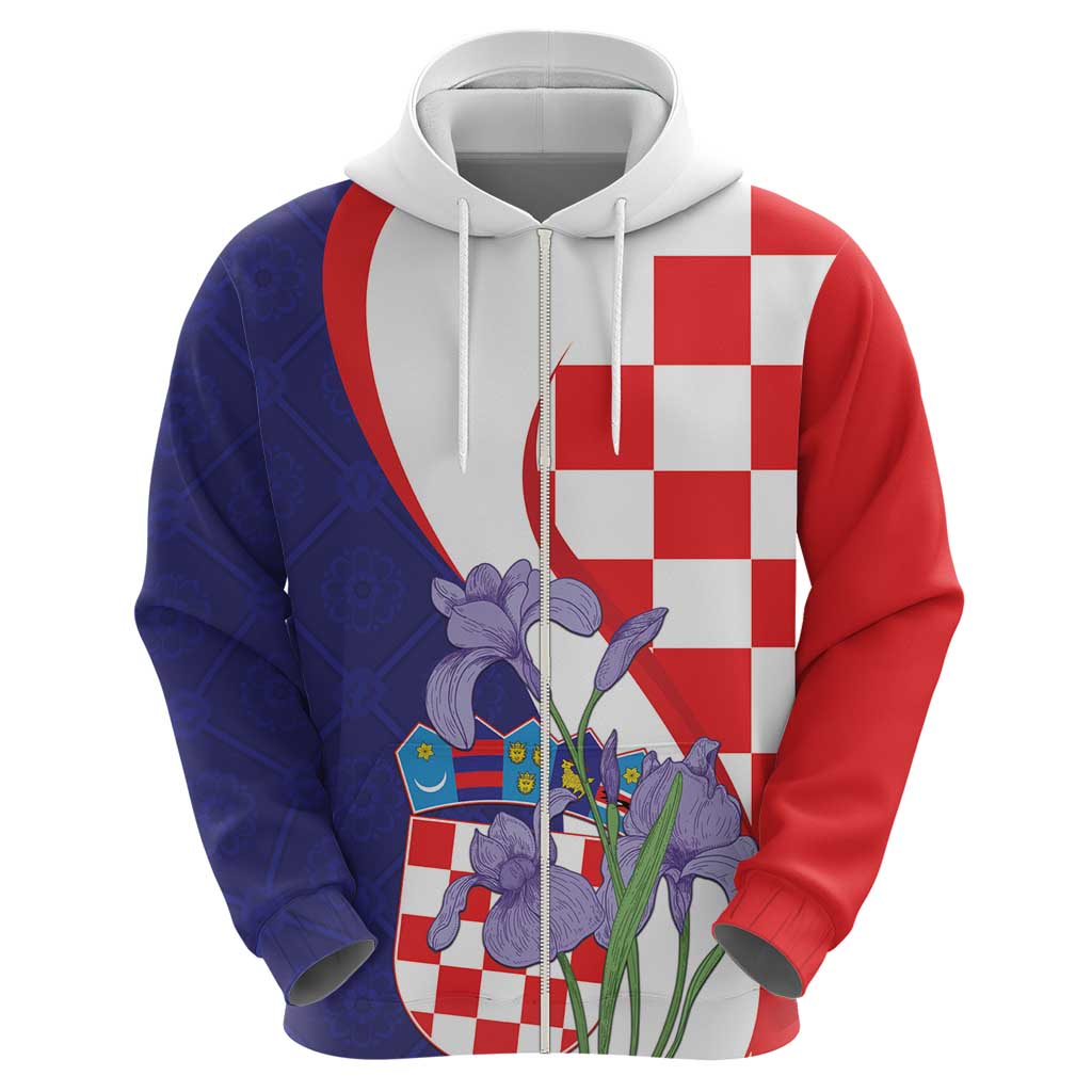 Croatia Hrvatska Checkerboard Hoodie Coat Of Arms With Iris Croatica LT18
