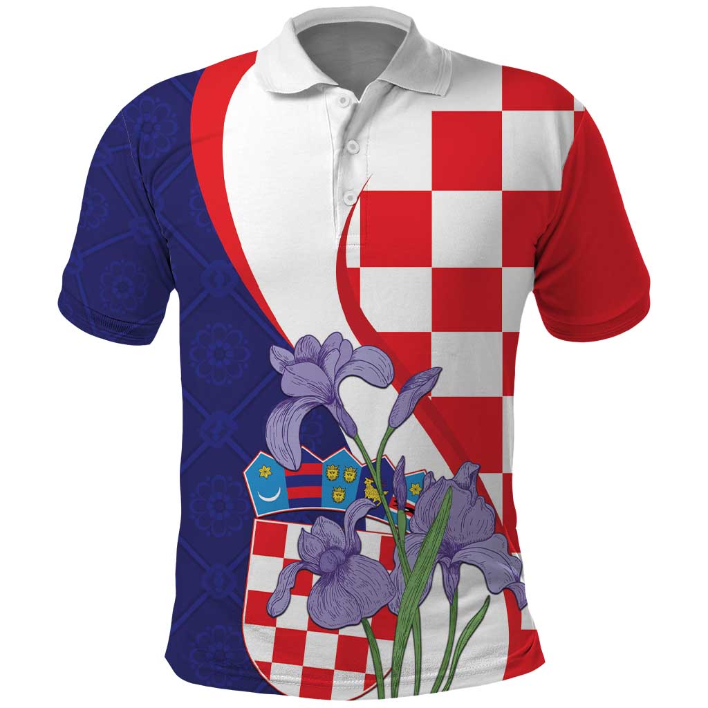 Croatia Hrvatska Checkerboard Polo Shirt Coat Of Arms With Iris Croatica LT18