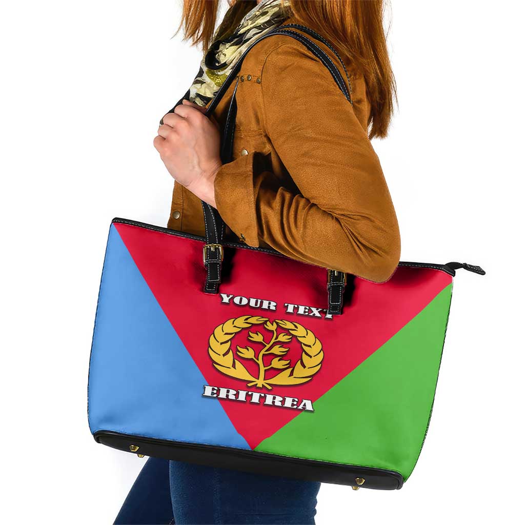Personalized Eritrea Emblem Leather Tote Bag With Flag Color LT18