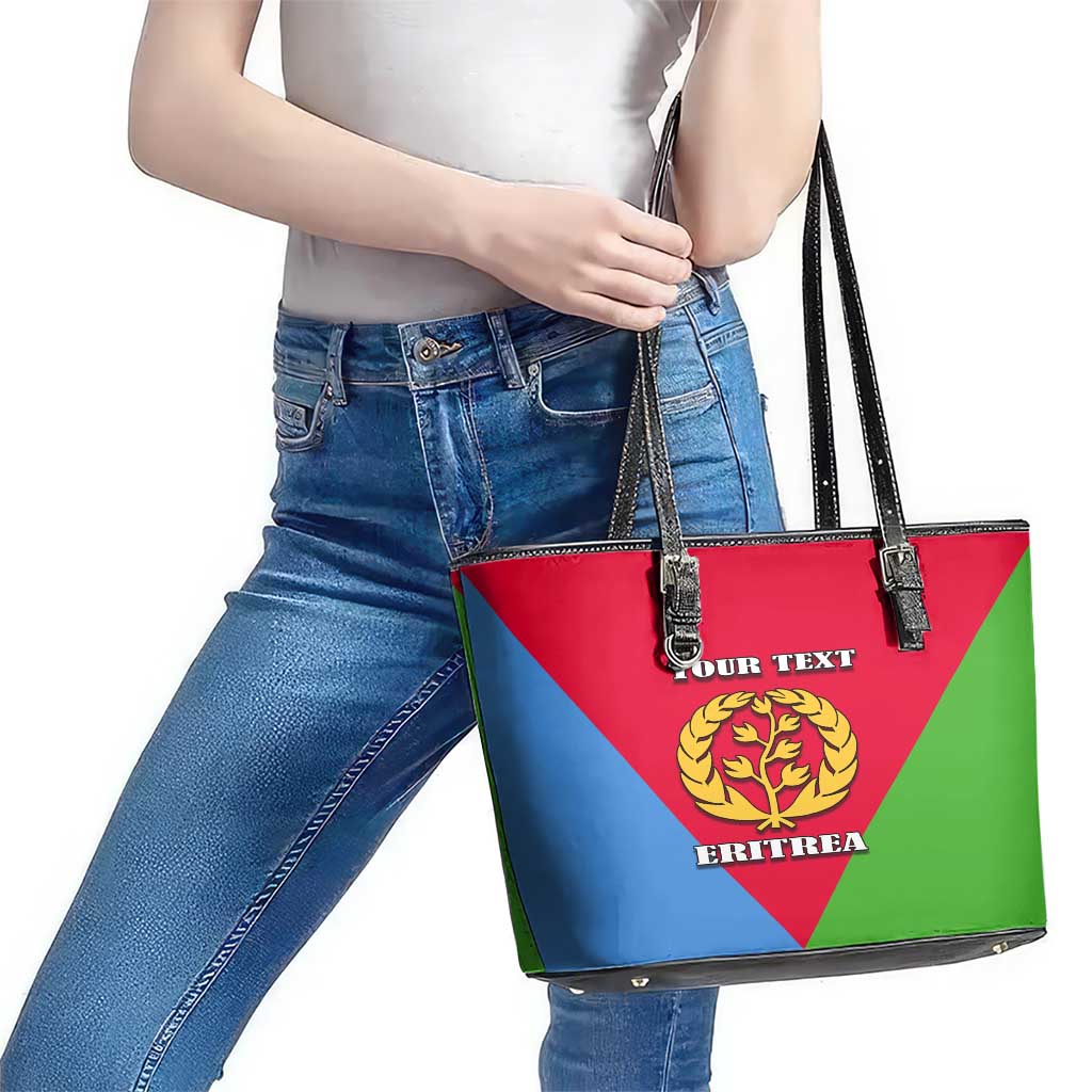 Personalized Eritrea Emblem Leather Tote Bag With Flag Color LT18