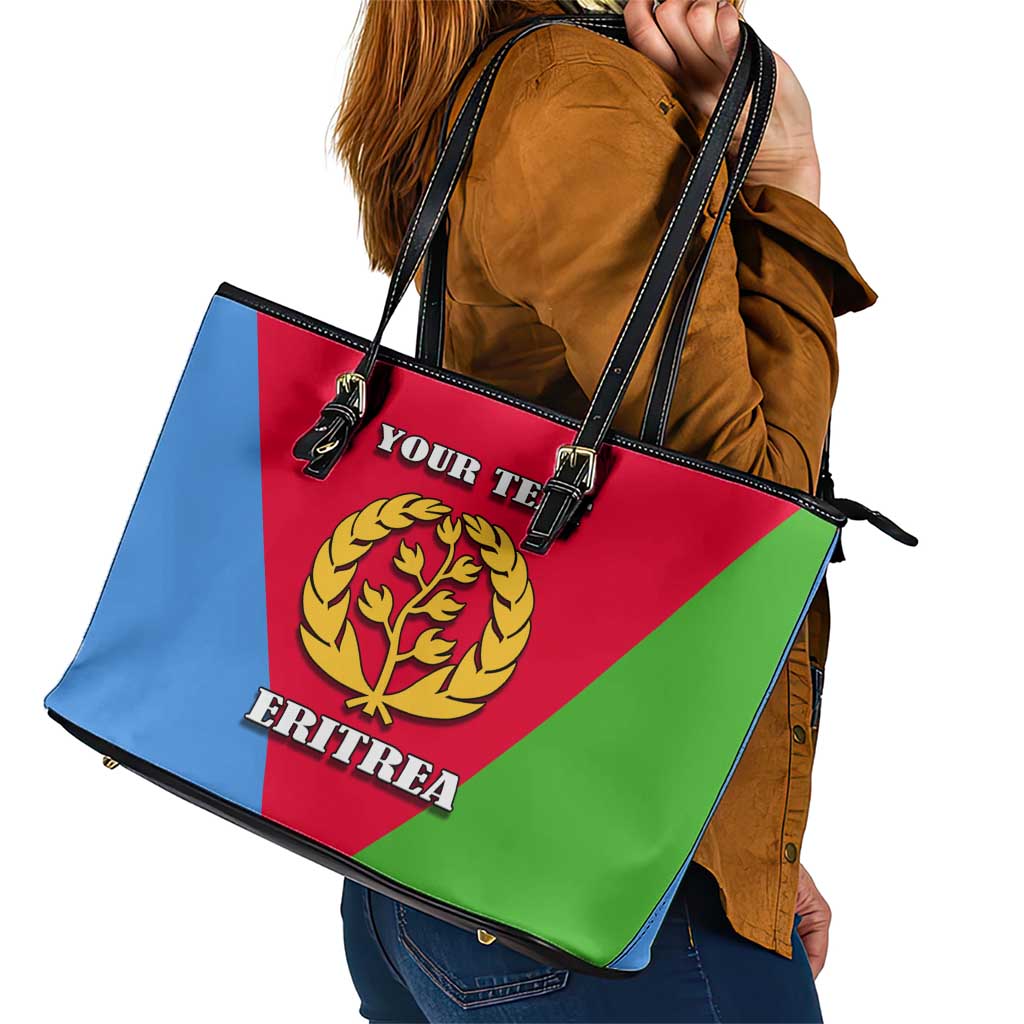 Personalized Eritrea Emblem Leather Tote Bag With Flag Color LT18