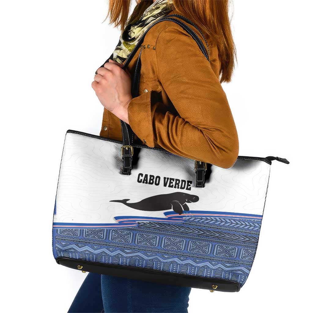 Cape Verde Manatee Leather Tote Bag Pattern With Flag Color LT18
