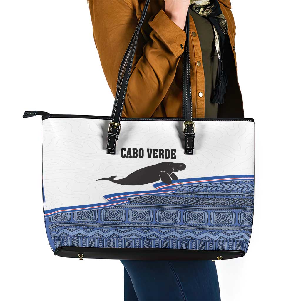 Cape Verde Manatee Leather Tote Bag Pattern With Flag Color LT18