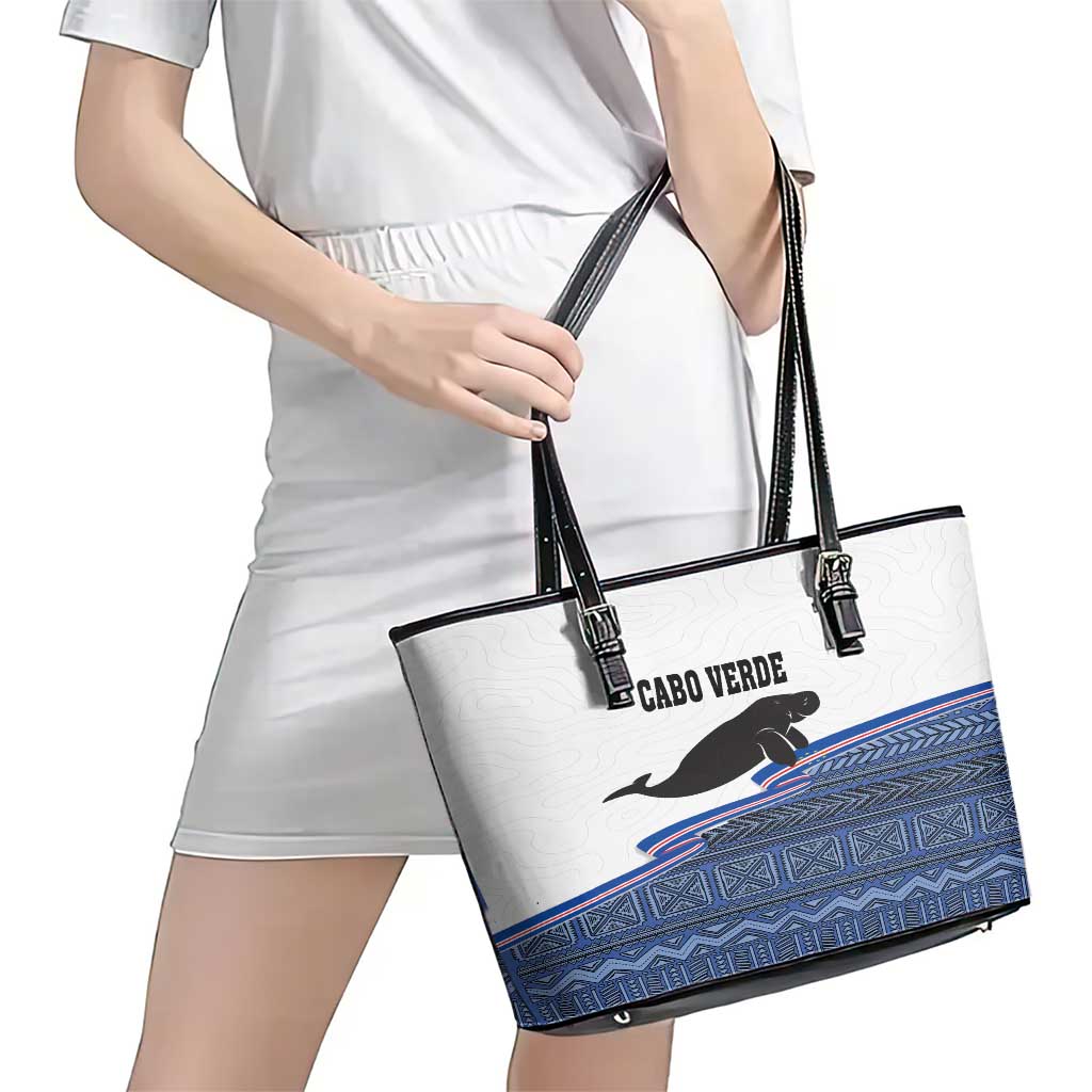 Cape Verde Manatee Leather Tote Bag Pattern With Flag Color LT18